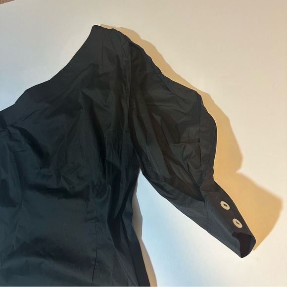 Tracy Reese One Shoulder Top Blouse Black Open Sleeve Side Button Up - Picture 7 of 11